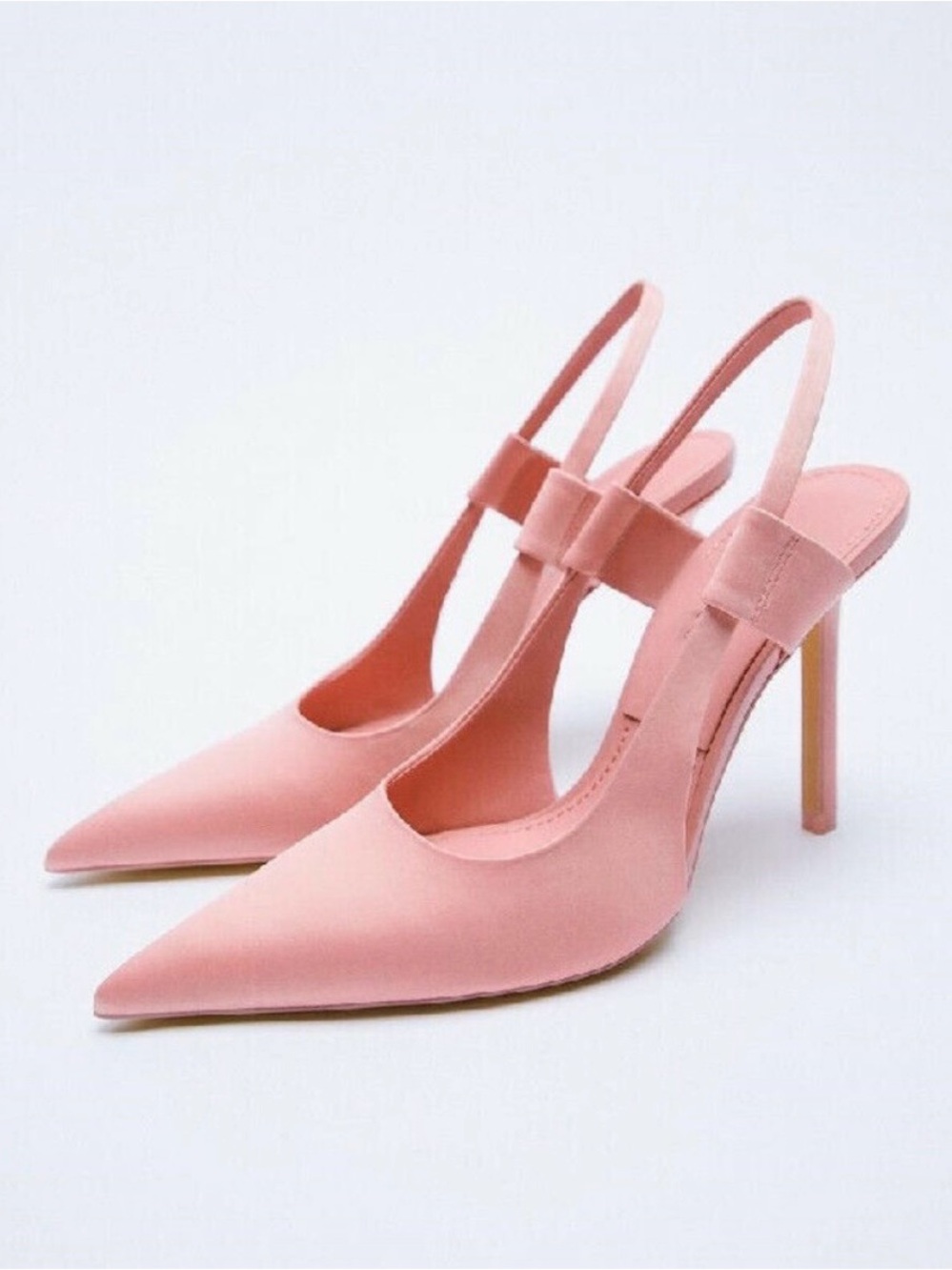 Zara Pink Slingback Pointed-Toe Stiletto Heels